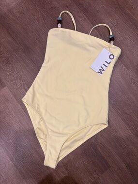 WILO Yellow Beaded Strap One-Piece Swimsuit
